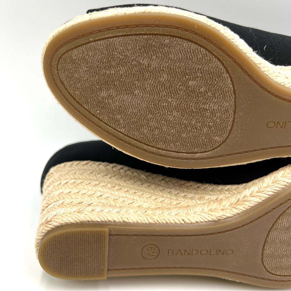 Bandolino Size 6 Nuri Black Fabric Espadrilles Open Toe Wedges Sandals Shoes - Picture 9 of 12
